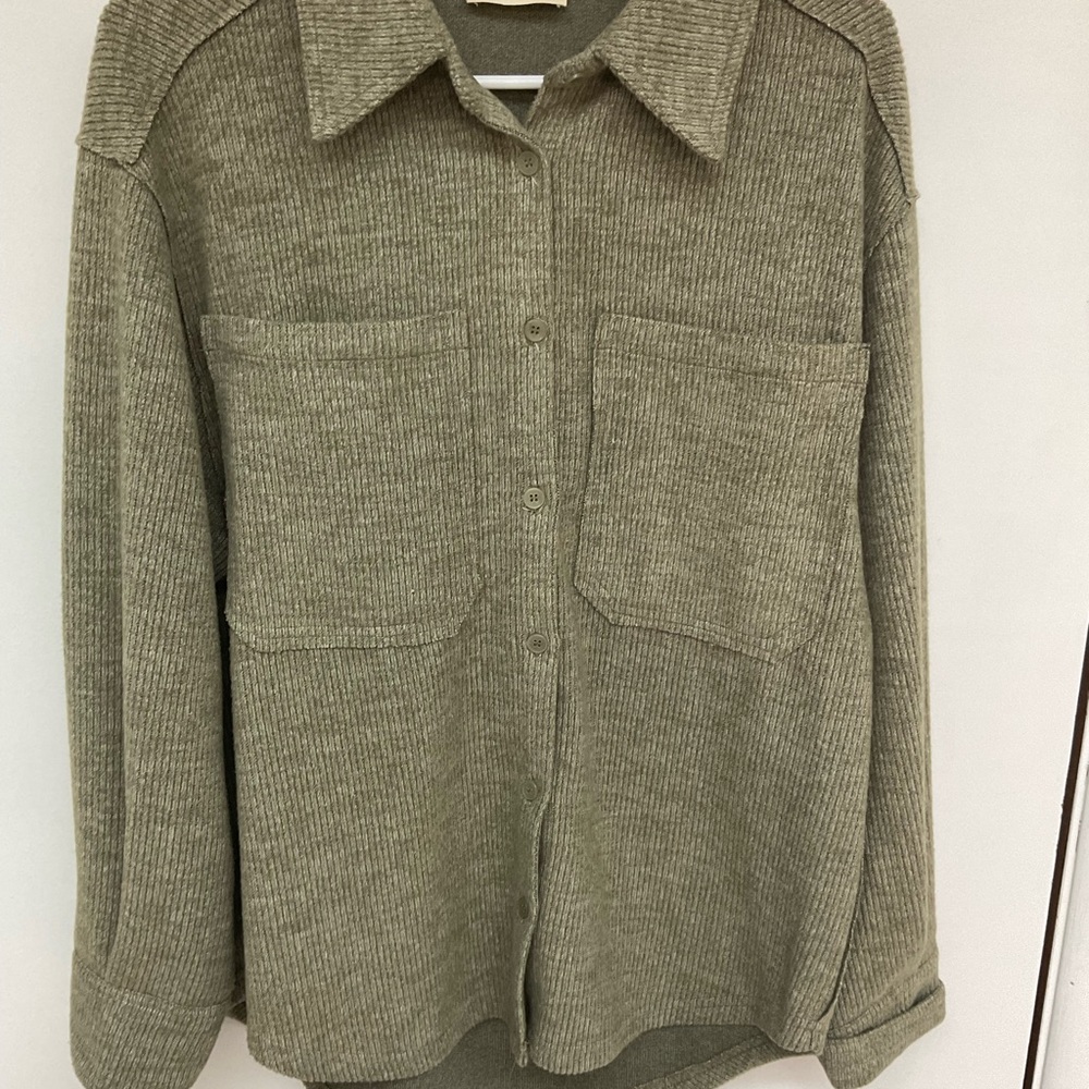 Olive Green Women's Ribbed Sweater